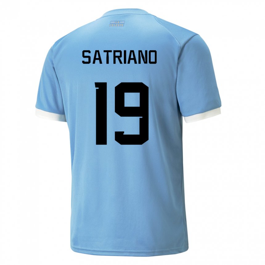 Naisten Uruguayn Martin Satriano #19 Sininen Kotipaita 22-24 Lyhythihainen Paita T-paita
