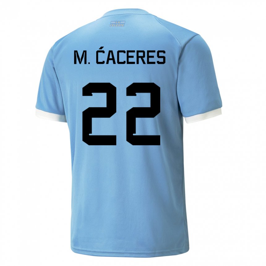 Naisten Uruguayn Martin Caceres #22 Sininen Kotipaita 22-24 Lyhythihainen Paita T-paita