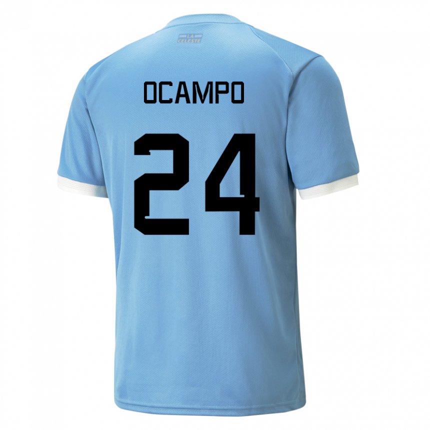 Naisten Uruguayn Brian Ocampo #24 Sininen Kotipaita 22-24 Lyhythihainen Paita T-paita