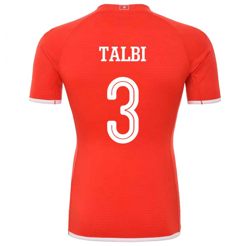 Naisten Tunisian Montassar Talbi #3 Punainen Kotipaita 22-24 Lyhythihainen Paita T-paita