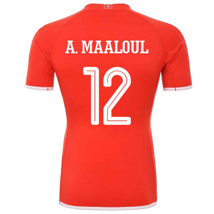 Naisten Tunisian Ali Maaloul #12 Punainen Kotipaita 22-24 Lyhythihainen Paita T-paita