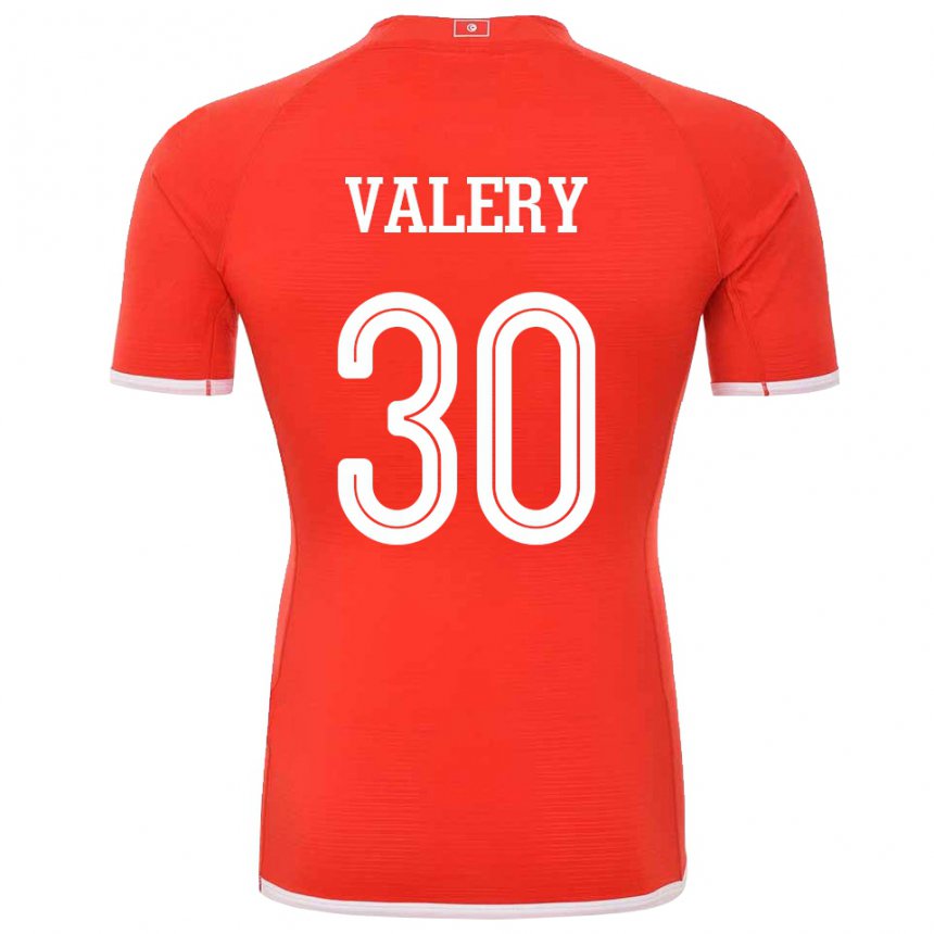 Naisten Tunisian Yann Valery #30 Punainen Kotipaita 22-24 Lyhythihainen Paita T-paita
