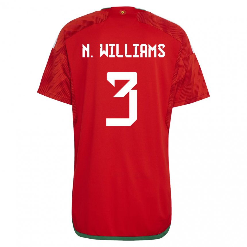 Naisten Walesin Neco Williams #3 Punainen Kotipaita 22-24 Lyhythihainen Paita T-paita