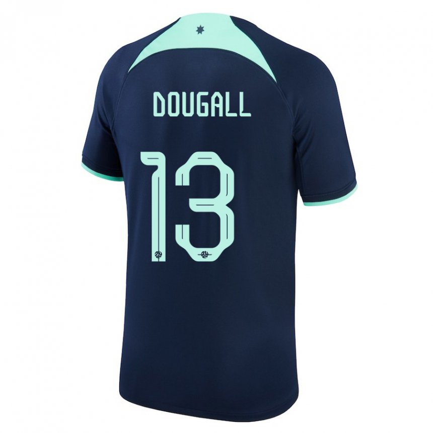 Naisten Australian Kenny Dougall #13 Tummansininen Vieraspaita 22-24 Lyhythihainen Paita T-paita