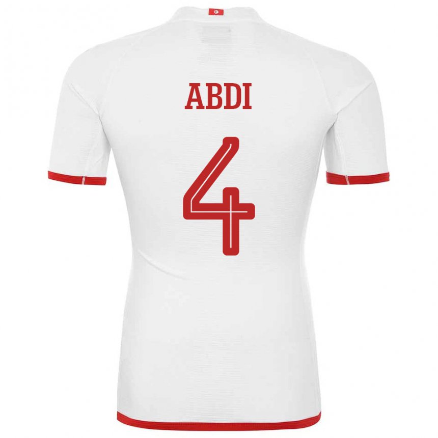Naisten Tunisian Ali Abdi #4 Valkoinen Vieraspaita 22-24 Lyhythihainen Paita T-paita