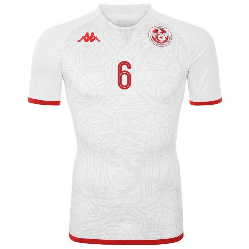 Naisten Tunisian Dylan Bronn #6 Valkoinen Vieraspaita 22-24 Lyhythihainen Paita T-paita