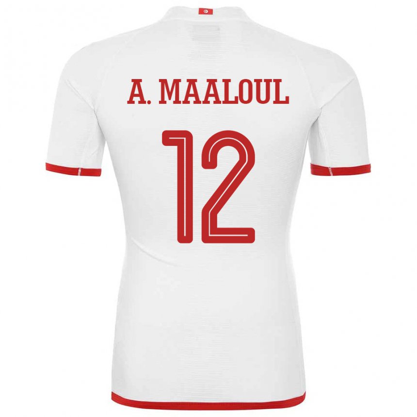 Naisten Tunisian Ali Maaloul #12 Valkoinen Vieraspaita 22-24 Lyhythihainen Paita T-paita