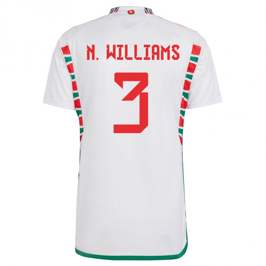 Naisten Walesin Neco Williams #3 Valkoinen Vieraspaita 22-24 Lyhythihainen Paita T-paita