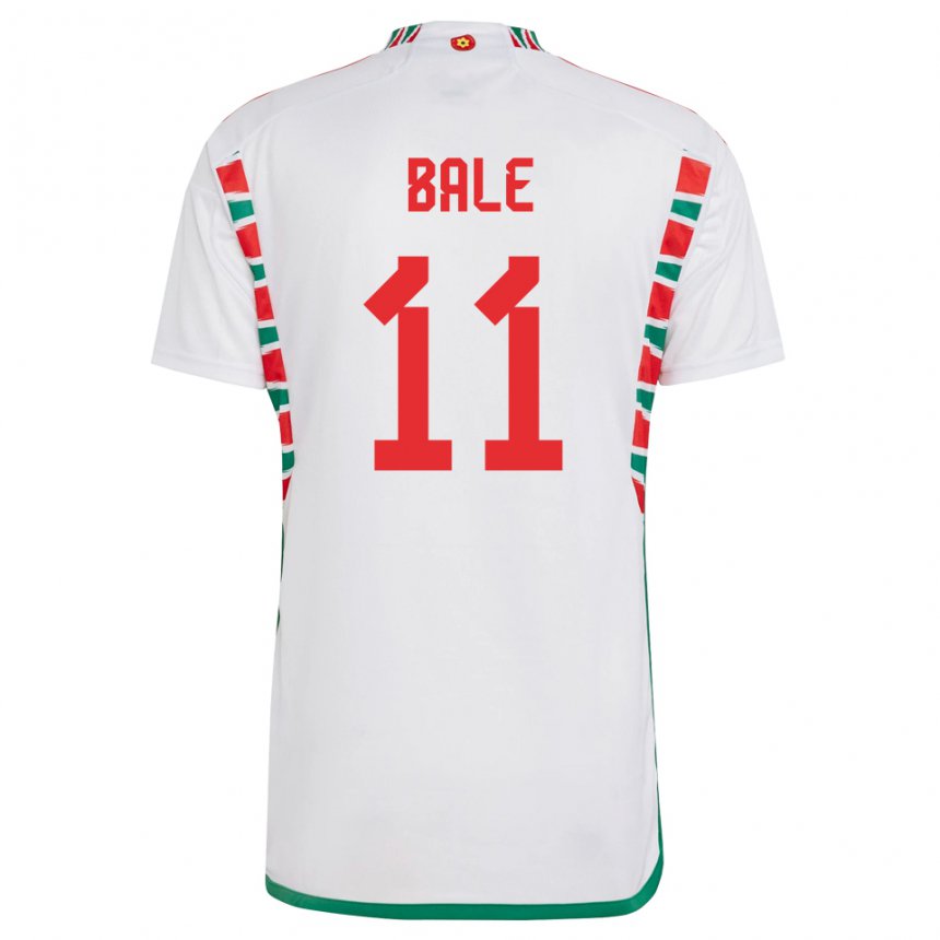 Naisten Walesin Gareth Bale #11 Valkoinen Vieraspaita 22-24 Lyhythihainen Paita T-paita