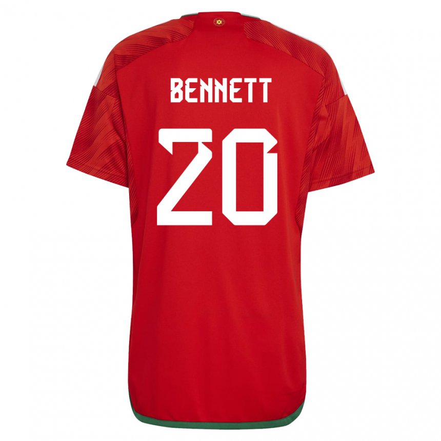 Lapset Walesin Aaron Bennett #20 Punainen Kotipaita 22-24 Lyhythihainen Paita T-paita