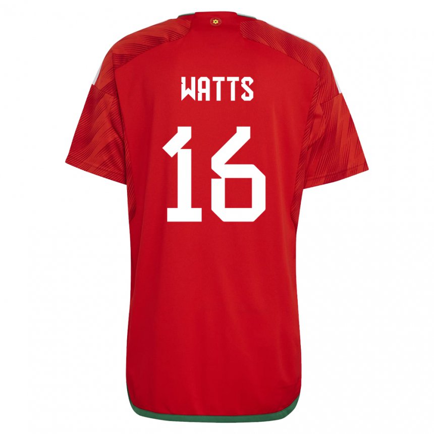 Lapset Walesin Daniel Watts #16 Punainen Kotipaita 22-24 Lyhythihainen Paita T-paita