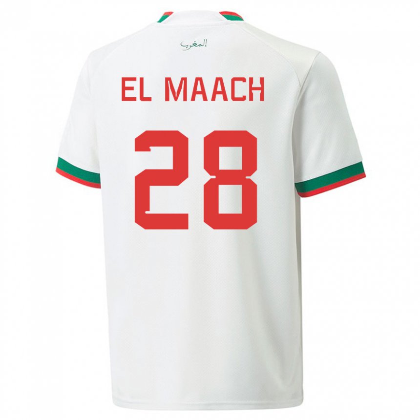 Lapset Marokon Fouad El Maach #28 Valkoinen Vieraspaita 22-24 Lyhythihainen Paita T-paita