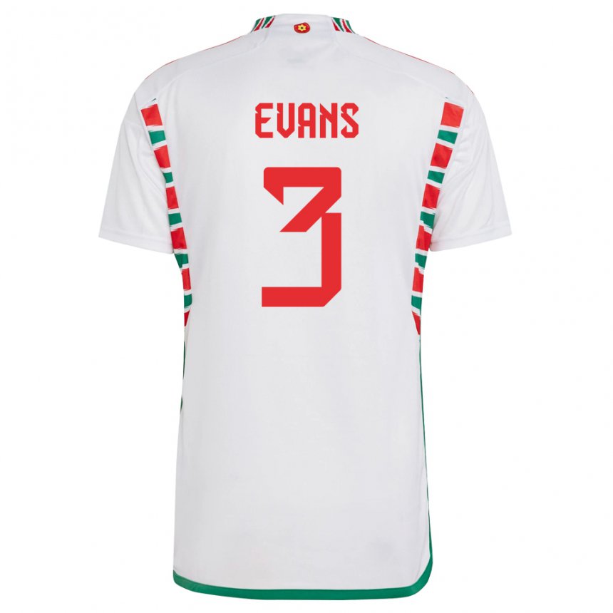 Lapset Walesin Gemma Evans #3 Valkoinen Vieraspaita 22-24 Lyhythihainen Paita T-paita