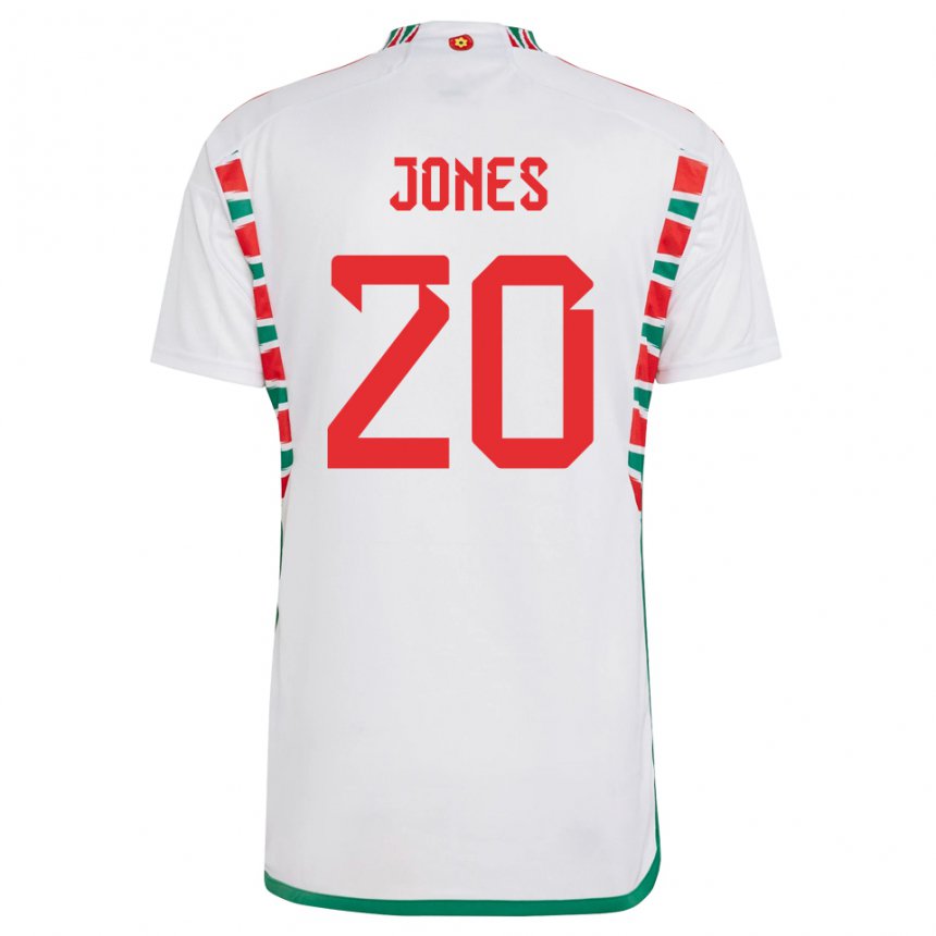 Lapset Walesin Carrie Jones #20 Valkoinen Vieraspaita 22-24 Lyhythihainen Paita T-paita