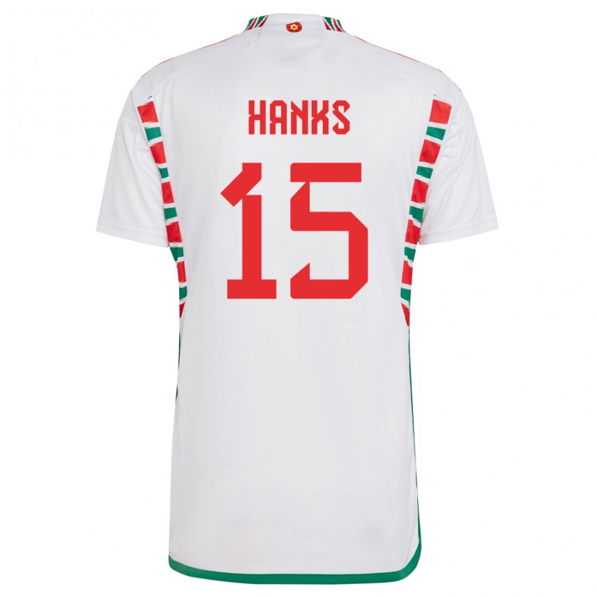 Lapset Walesin Justin Hanks #15 Valkoinen Vieraspaita 22-24 Lyhythihainen Paita T-paita