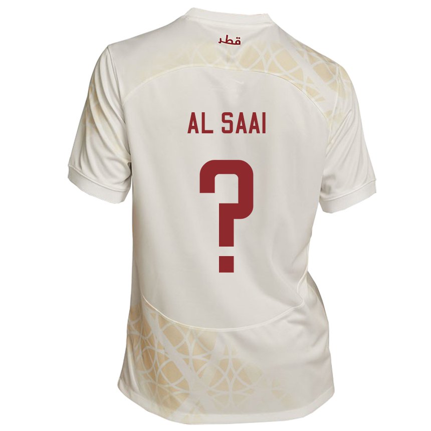 Lapset Qatarin Abdallah Al Saai #0 Kultainen Beige Vieraspaita 22-24 Lyhythihainen Paita T-paita