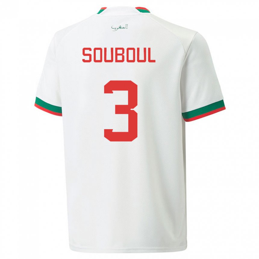Lapset Marokon Mohamed Souboul #3 Valkoinen Vieraspaita 22-24 Lyhythihainen Paita T-paita