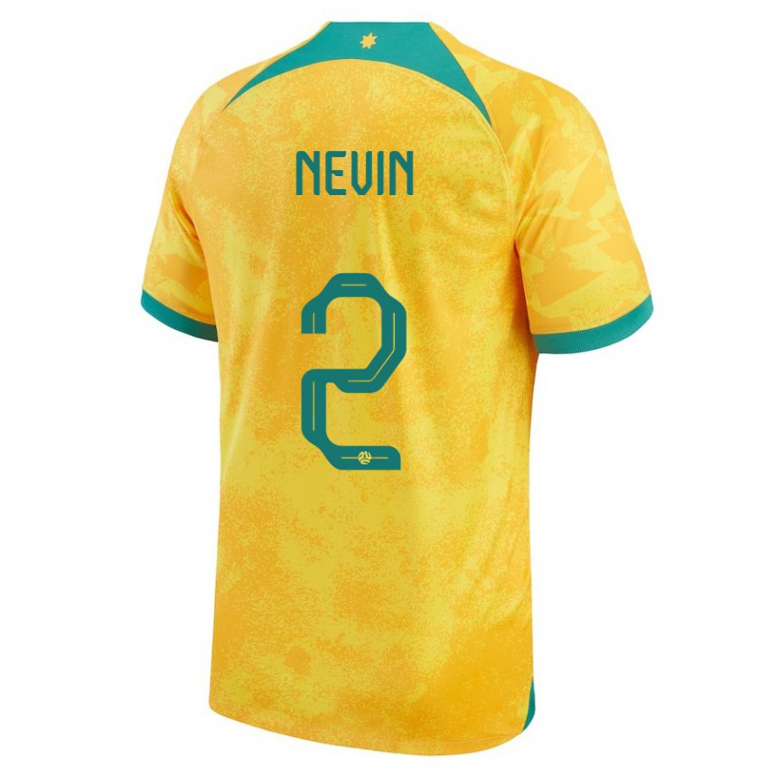 Miesten Australian Courtney Nevin #2 Kultainen Kotipaita 22-24 Lyhythihainen Paita T-paita
