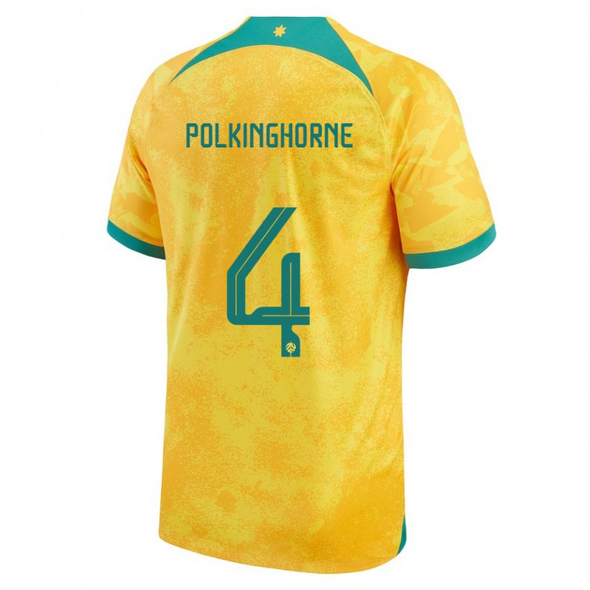 Miesten Australian Clare Polkinghorne #4 Kultainen Kotipaita 22-24 Lyhythihainen Paita T-paita