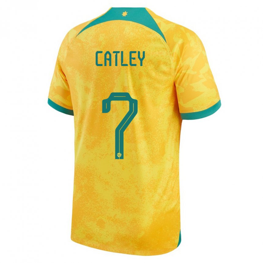 Miesten Australian Stephanie Catley #7 Kultainen Kotipaita 22-24 Lyhythihainen Paita T-paita