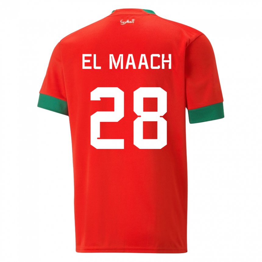 Miesten Marokon Fouad El Maach #28 Punainen Kotipaita 22-24 Lyhythihainen Paita T-paita