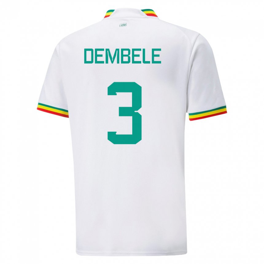 Miesten Senegalin Anta Dembele #3 Valkoinen Kotipaita 22-24 Lyhythihainen Paita T-paita