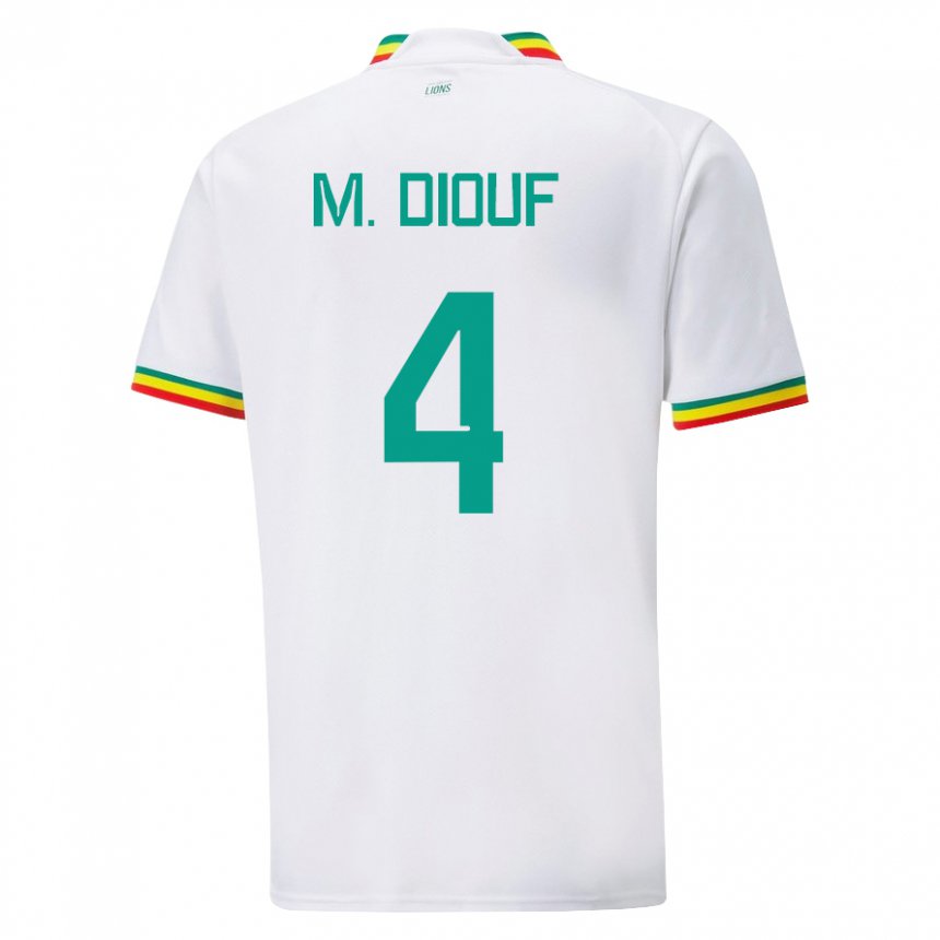 Miesten Senegalin Mame Diarra Diouf #4 Valkoinen Kotipaita 22-24 Lyhythihainen Paita T-paita