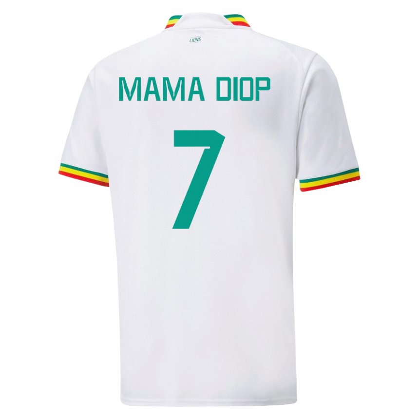 Miesten Senegalin Mama Diop #7 Valkoinen Kotipaita 22-24 Lyhythihainen Paita T-paita