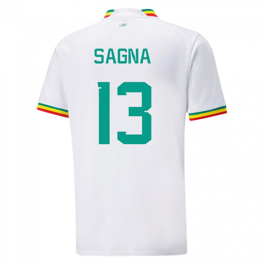 Miesten Senegalin Jeannette Sagna #13 Valkoinen Kotipaita 22-24 Lyhythihainen Paita T-paita