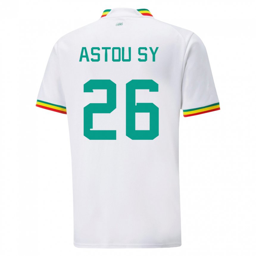 Miesten Senegalin Astou Sy #26 Valkoinen Kotipaita 22-24 Lyhythihainen Paita T-paita