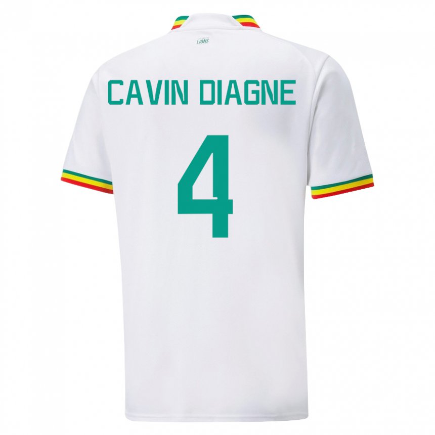 Miesten Senegalin Cavin Diagne #4 Valkoinen Kotipaita 22-24 Lyhythihainen Paita T-paita