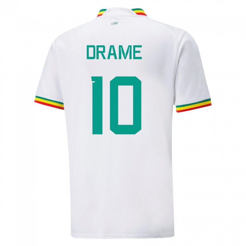 Miesten Senegalin Ibrahima Drame #10 Valkoinen Kotipaita 22-24 Lyhythihainen Paita T-paita