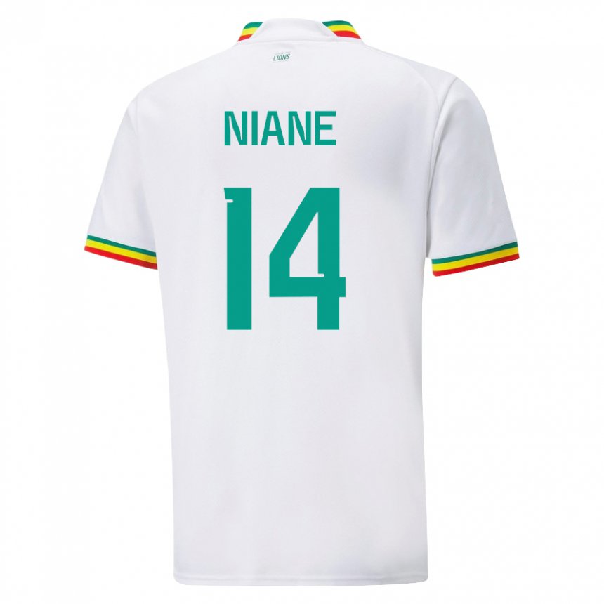 Miesten Senegalin Ibrahima Niane #14 Valkoinen Kotipaita 22-24 Lyhythihainen Paita T-paita