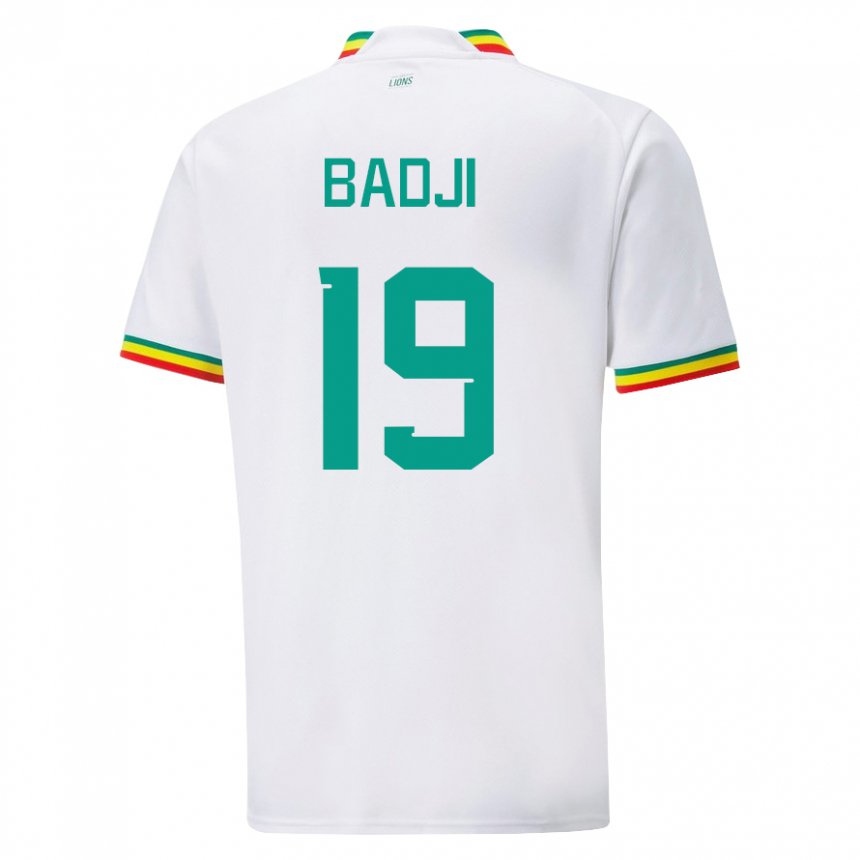 Miesten Senegalin Youssouph Badji #19 Valkoinen Kotipaita 22-24 Lyhythihainen Paita T-paita