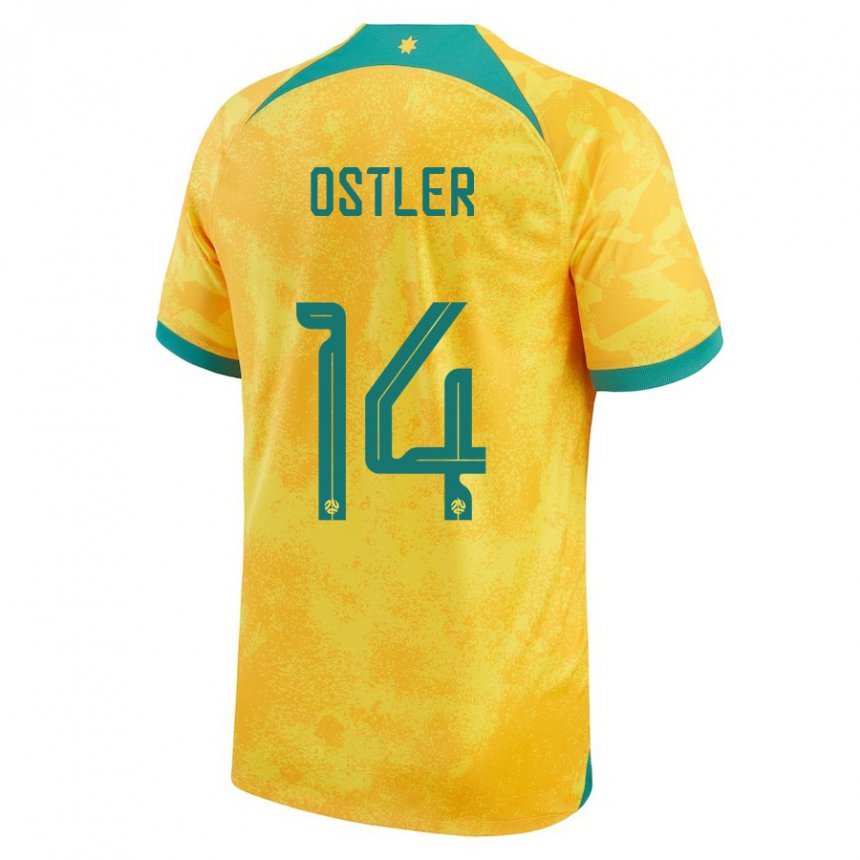 Miesten Australian Trent Ostler #14 Kultainen Kotipaita 22-24 Lyhythihainen Paita T-paita