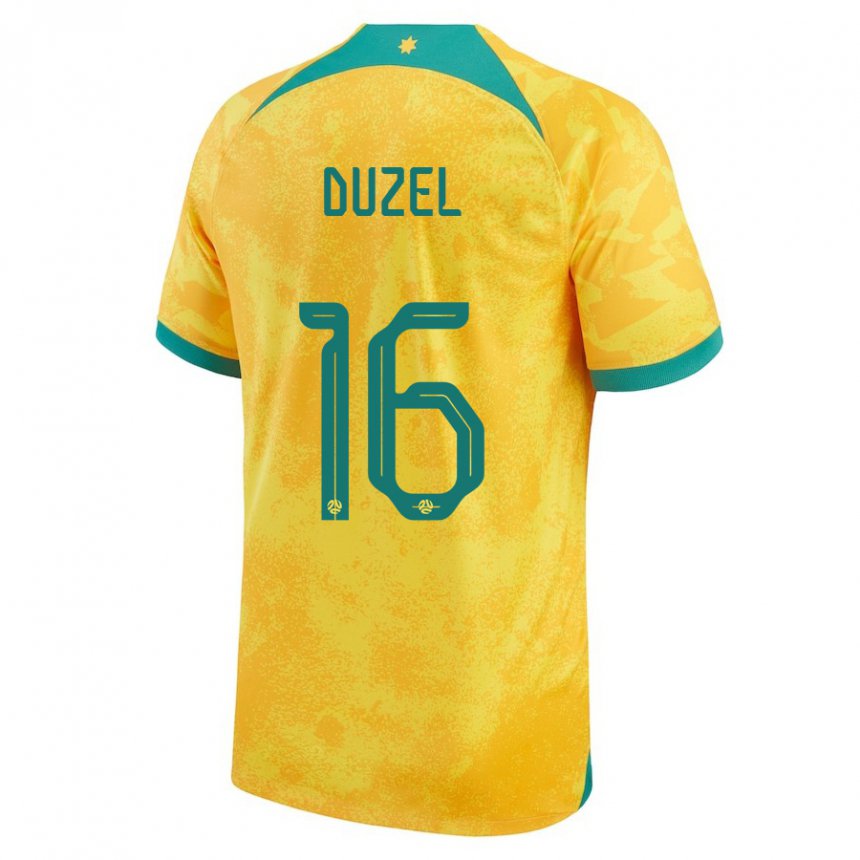 Miesten Australian Luke Duzel #16 Kultainen Kotipaita 22-24 Lyhythihainen Paita T-paita