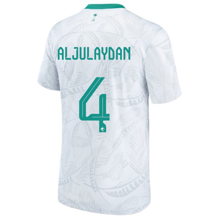 Miesten Saudi-arabian Ahmed Aljulaydan #4 Valkoinen Kotipaita 22-24 Lyhythihainen Paita T-paita