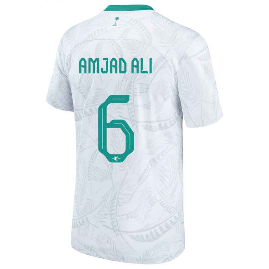 Miesten Saudi-arabian Amjad Ali #6 Valkoinen Kotipaita 22-24 Lyhythihainen Paita T-paita