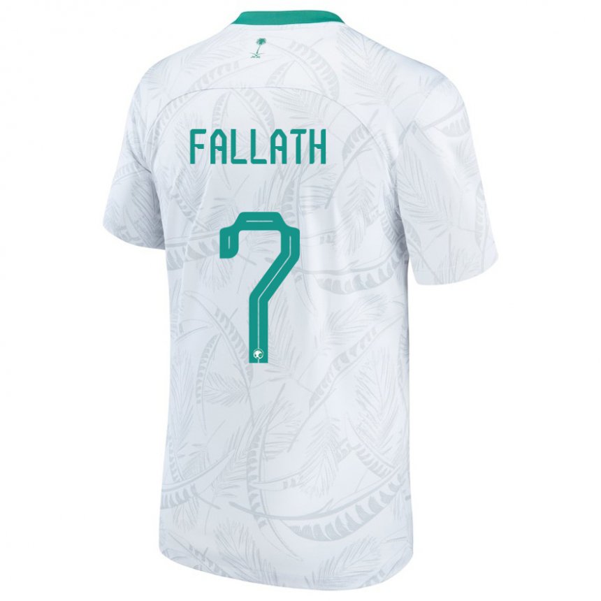 Miesten Saudi-arabian Fahad Fallath #7 Valkoinen Kotipaita 22-24 Lyhythihainen Paita T-paita