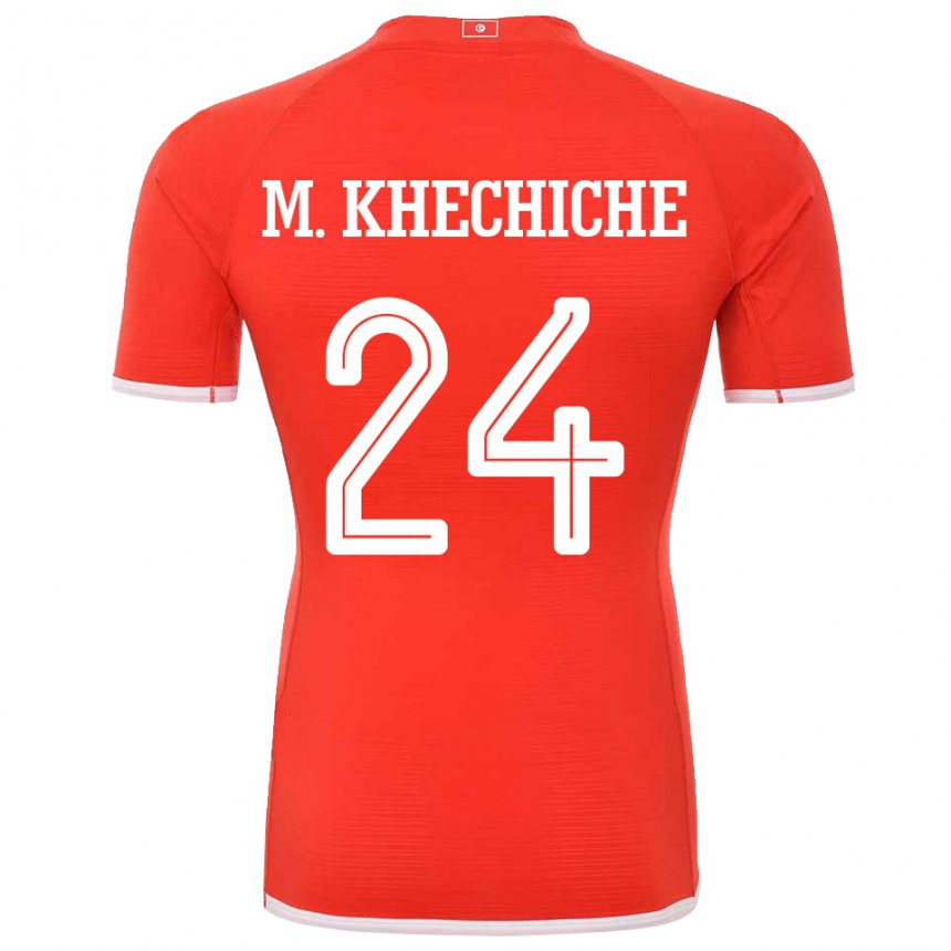 Miesten Tunisian Mohamed Amine Khechiche #24 Punainen Kotipaita 22-24 Lyhythihainen Paita T-paita