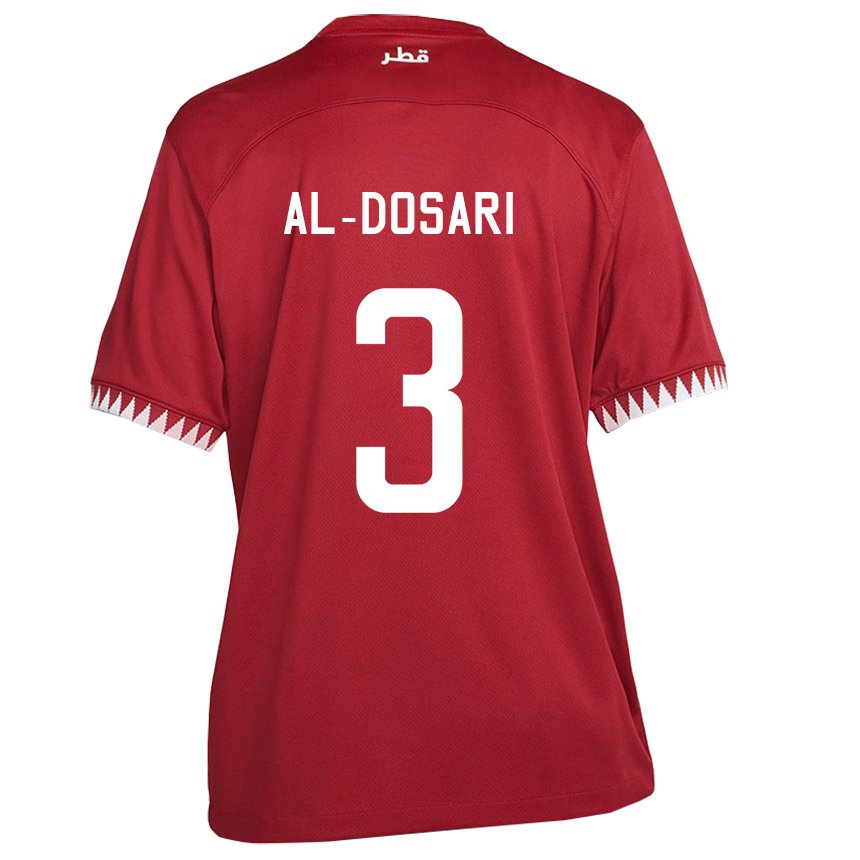 Miesten Qatarin Dana Al Dosari #3 Kastanjanruskea Kotipaita 22-24 Lyhythihainen Paita T-paita
