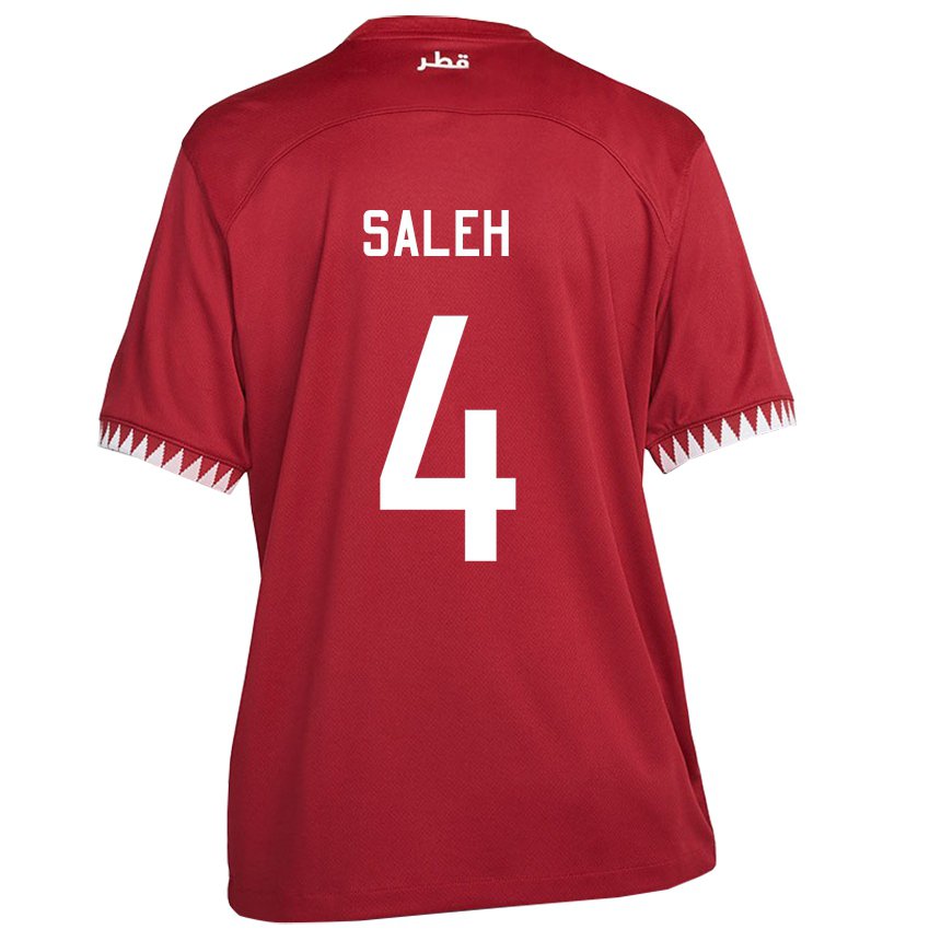 Miesten Qatarin Hagar Saleh #4 Kastanjanruskea Kotipaita 22-24 Lyhythihainen Paita T-paita