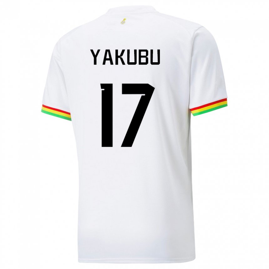 Miesten Ghanan Mustapha Yakubu #17 Valkoinen Kotipaita 22-24 Lyhythihainen Paita T-paita