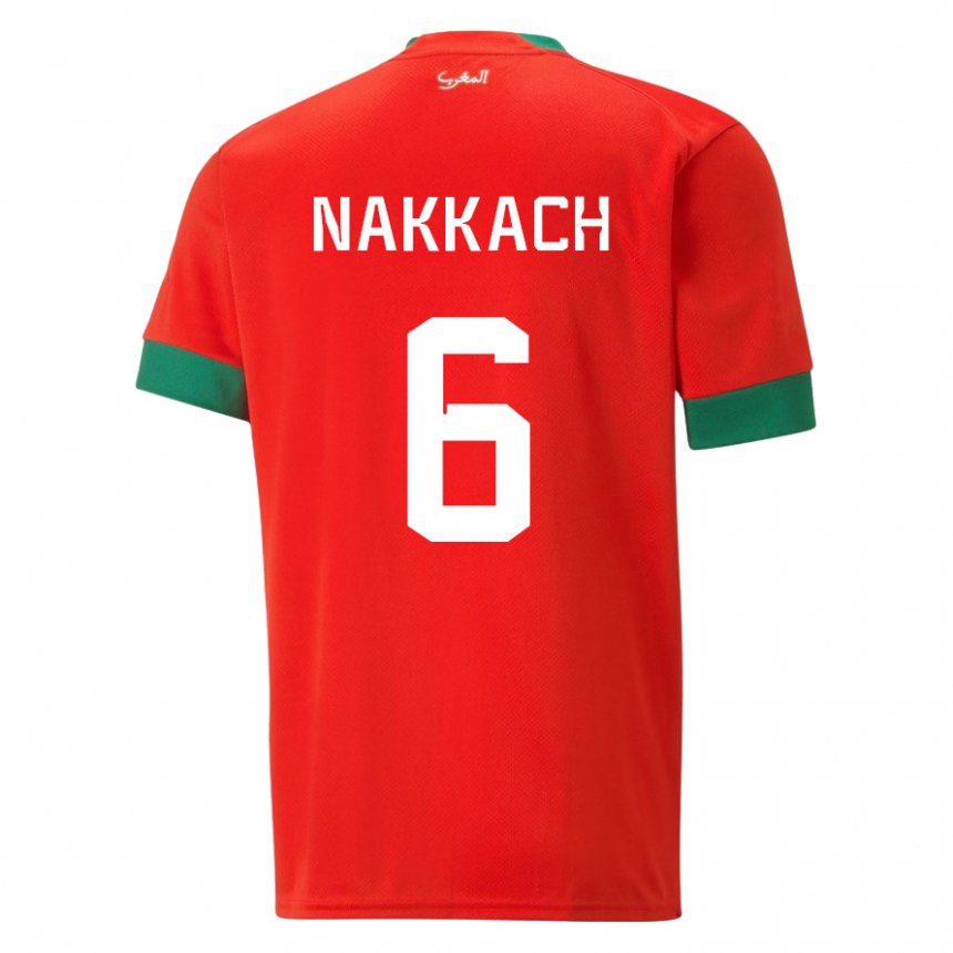 Miesten Marokon Elodie Nakkach #6 Punainen Kotipaita 22-24 Lyhythihainen Paita T-paita