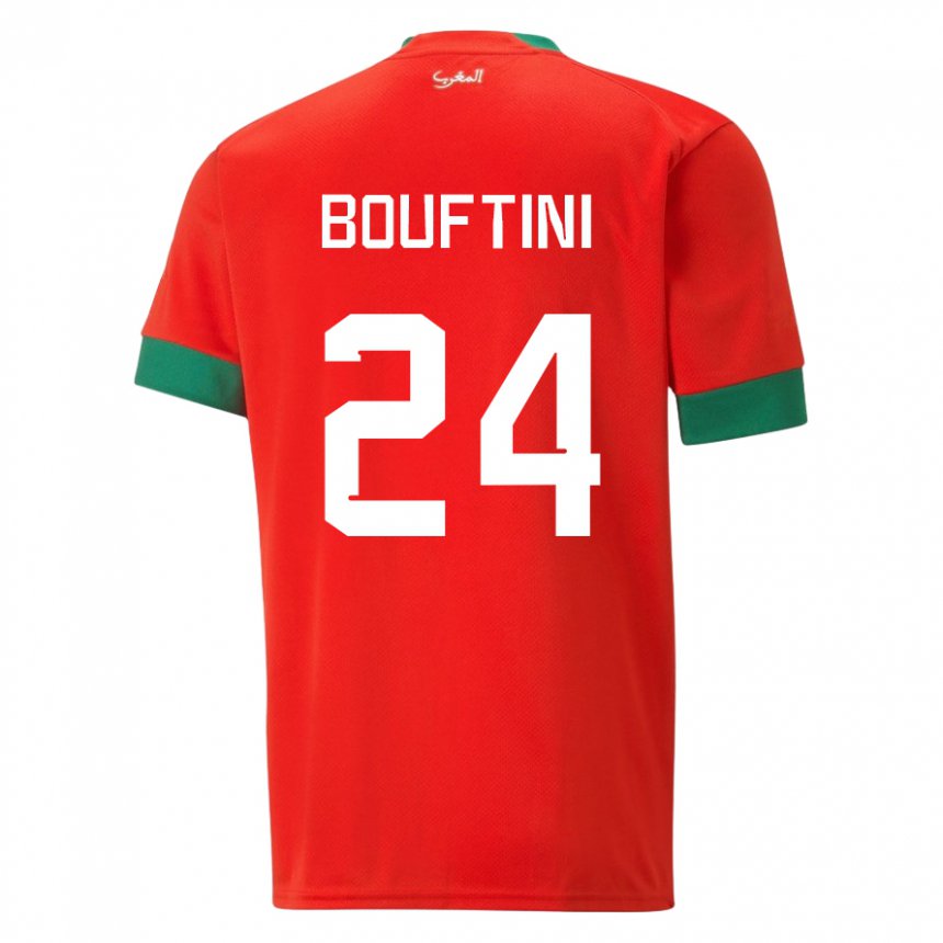 Miesten Marokon Sofia Bouftini #24 Punainen Kotipaita 22-24 Lyhythihainen Paita T-paita