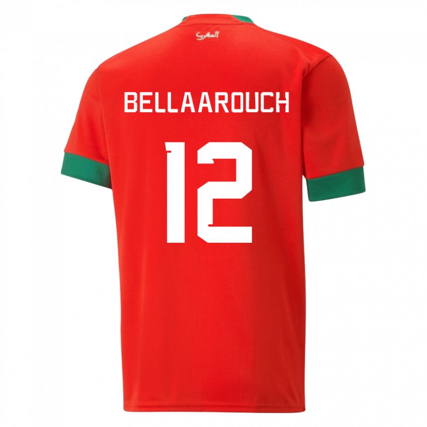 Miesten Marokon Alaa Bellaarouch #12 Punainen Kotipaita 22-24 Lyhythihainen Paita T-paita