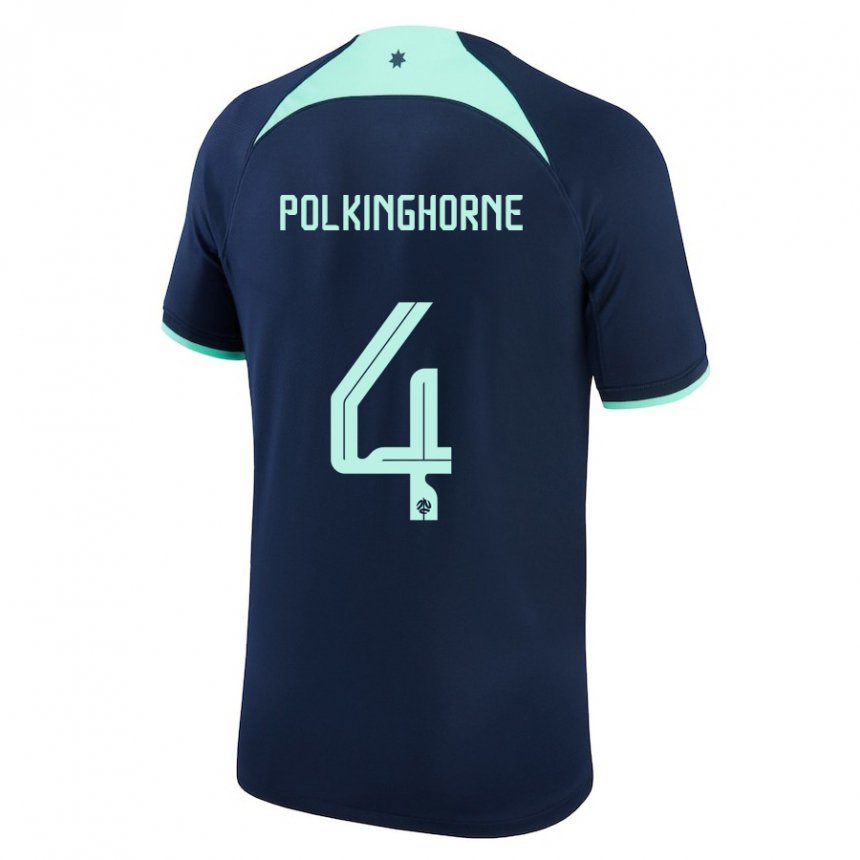 Miesten Australian Clare Polkinghorne #4 Tummansininen Vieraspaita 22-24 Lyhythihainen Paita T-paita