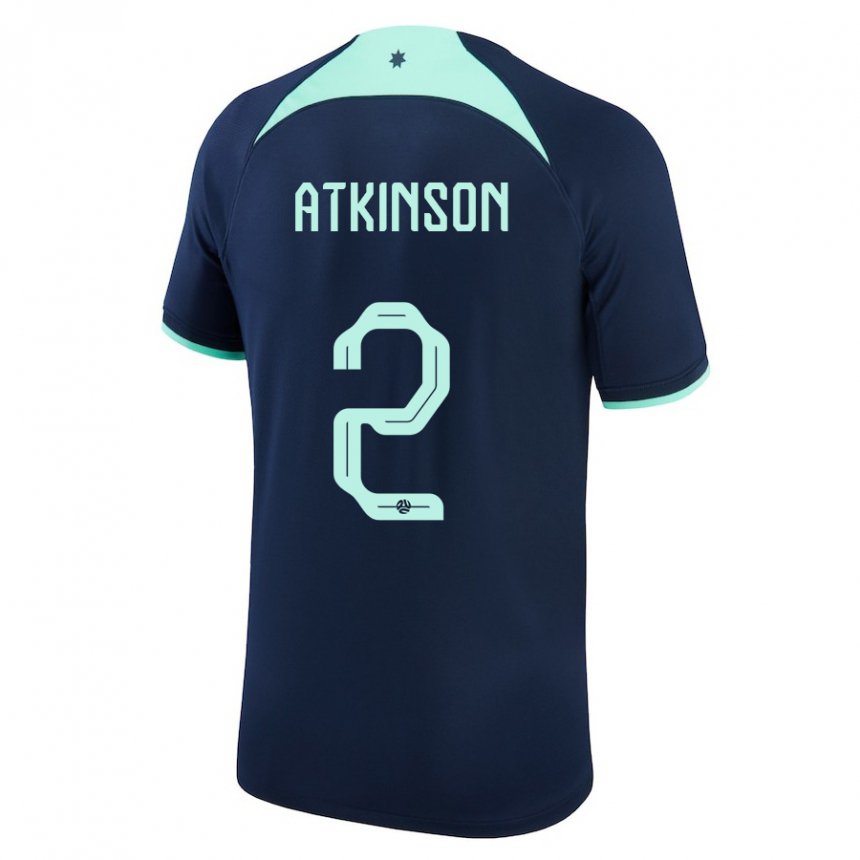 Miesten Australian Nathaniel Atkinson #2 Tummansininen Vieraspaita 22-24 Lyhythihainen Paita T-paita