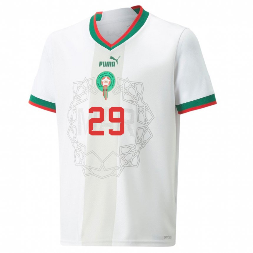 Miesten Marokon Ilyas Chaira #29 Valkoinen Vieraspaita 22-24 Lyhythihainen Paita T-paita