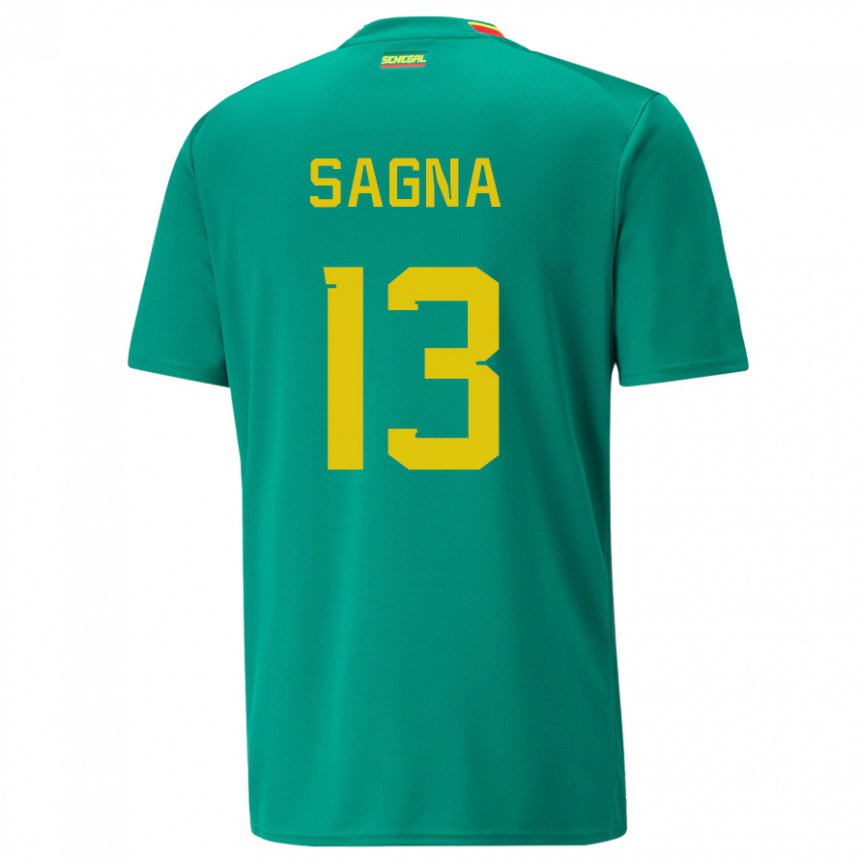 Miesten Senegalin Jeannette Sagna #13 Vihreä Vieraspaita 22-24 Lyhythihainen Paita T-paita